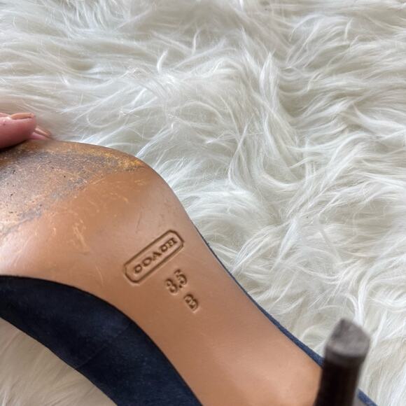 Coach Women’s Navy Blue Suede Pumps High Heels Pointed Toe Stiletto Classic 8.5B - Picture 9 of 10